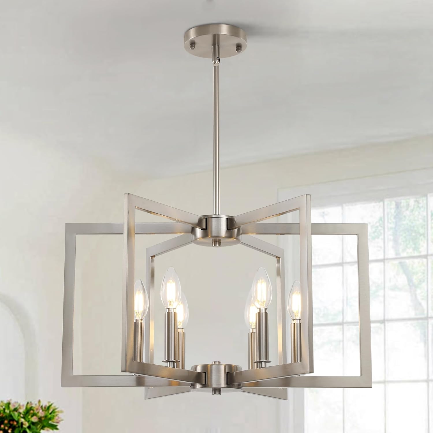 6-Light Modern Metal Geometric Chandelier for Stylish Homes