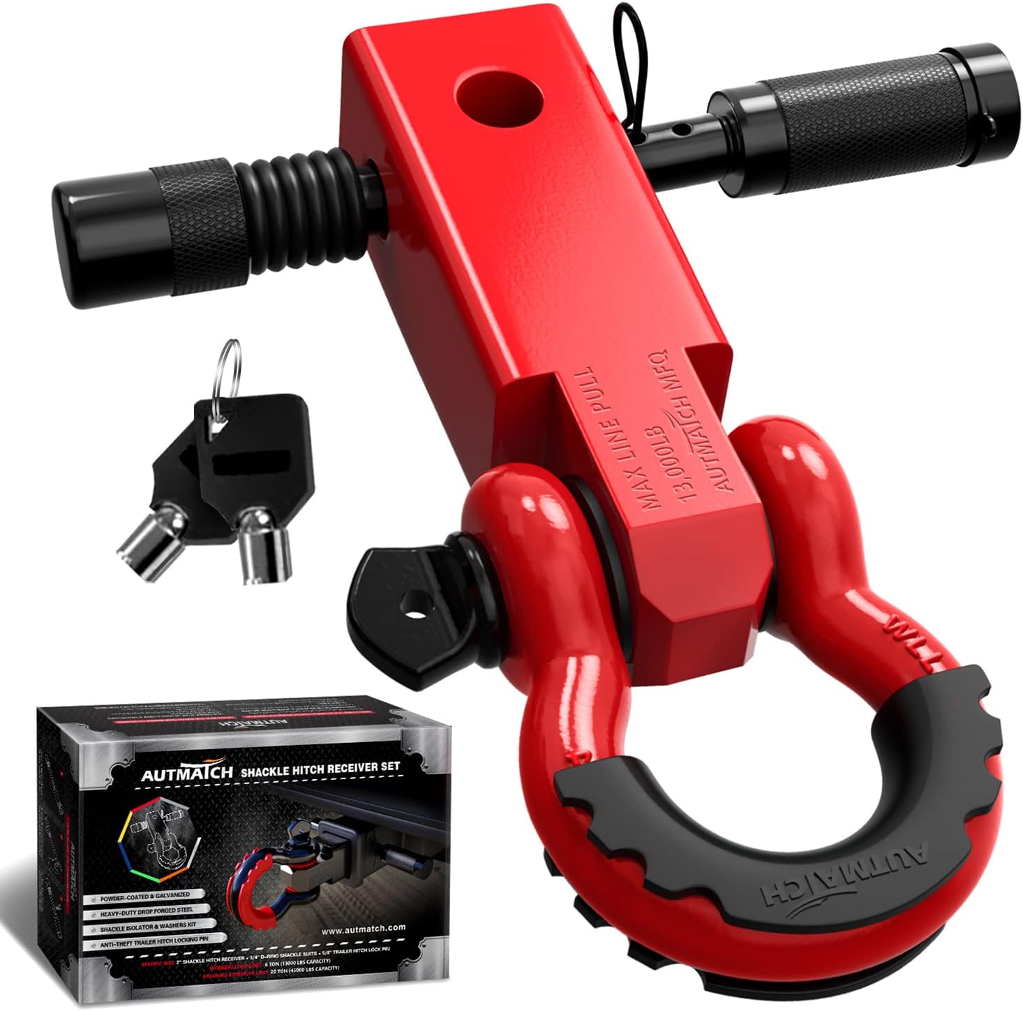 AUTMATCH Shackle Hitch Receiver for Heavy Duty Towing Needs