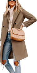 Women's Wool Mid-Long Notch Lapel Coat - Warm, Versatile Style