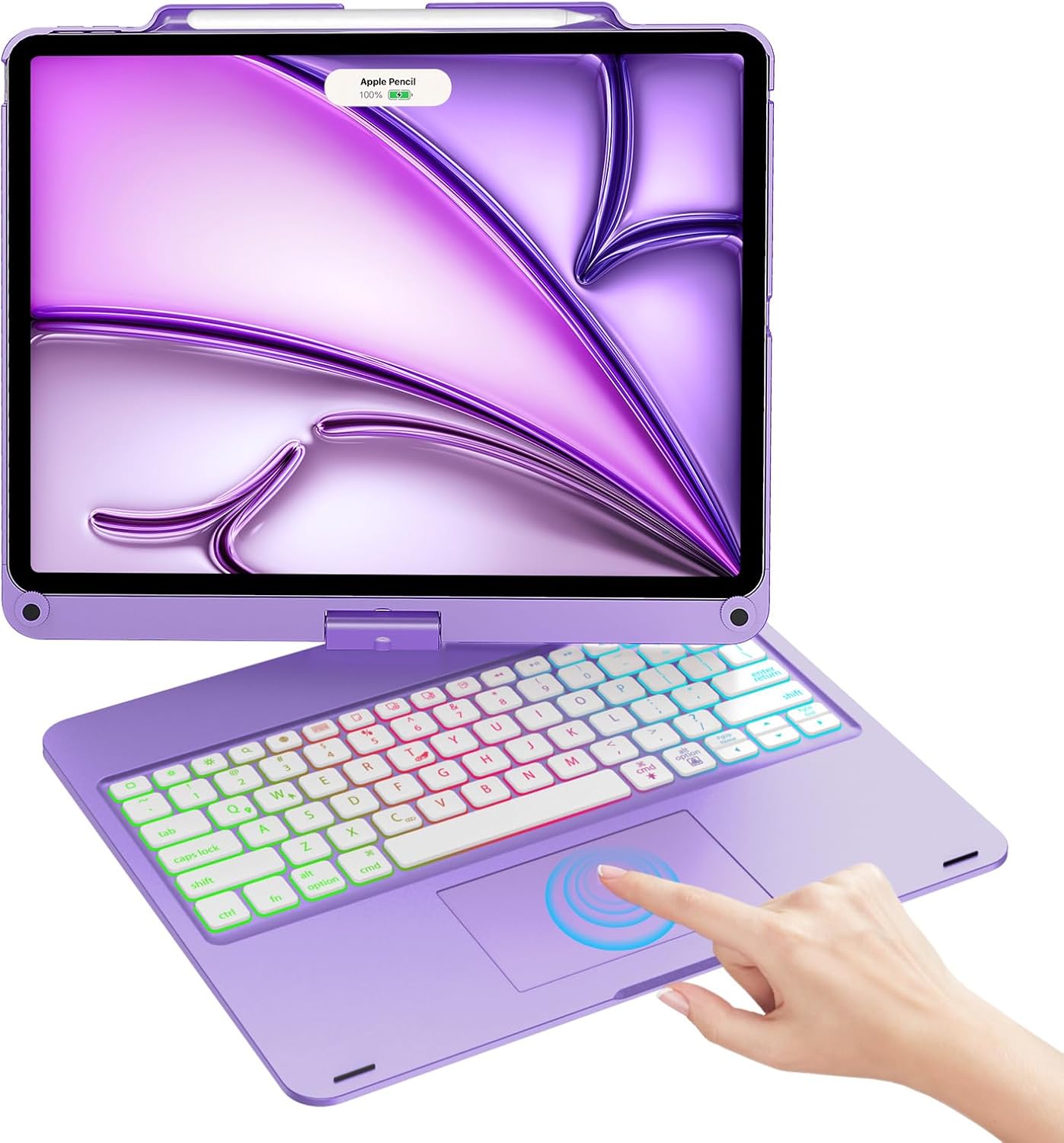 Keyboard Case for iPad Pro 12.9 with Rainbow Backlit & Trackpad