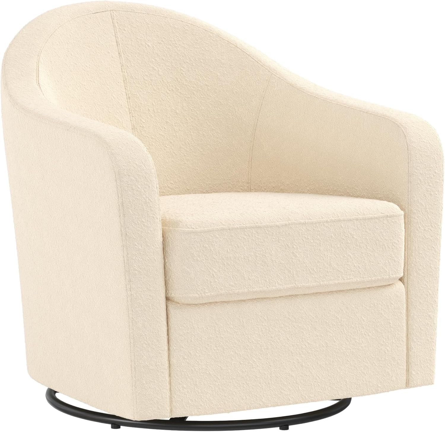 Swivel Ivory Boucle Accent Chair - Comfort & Style