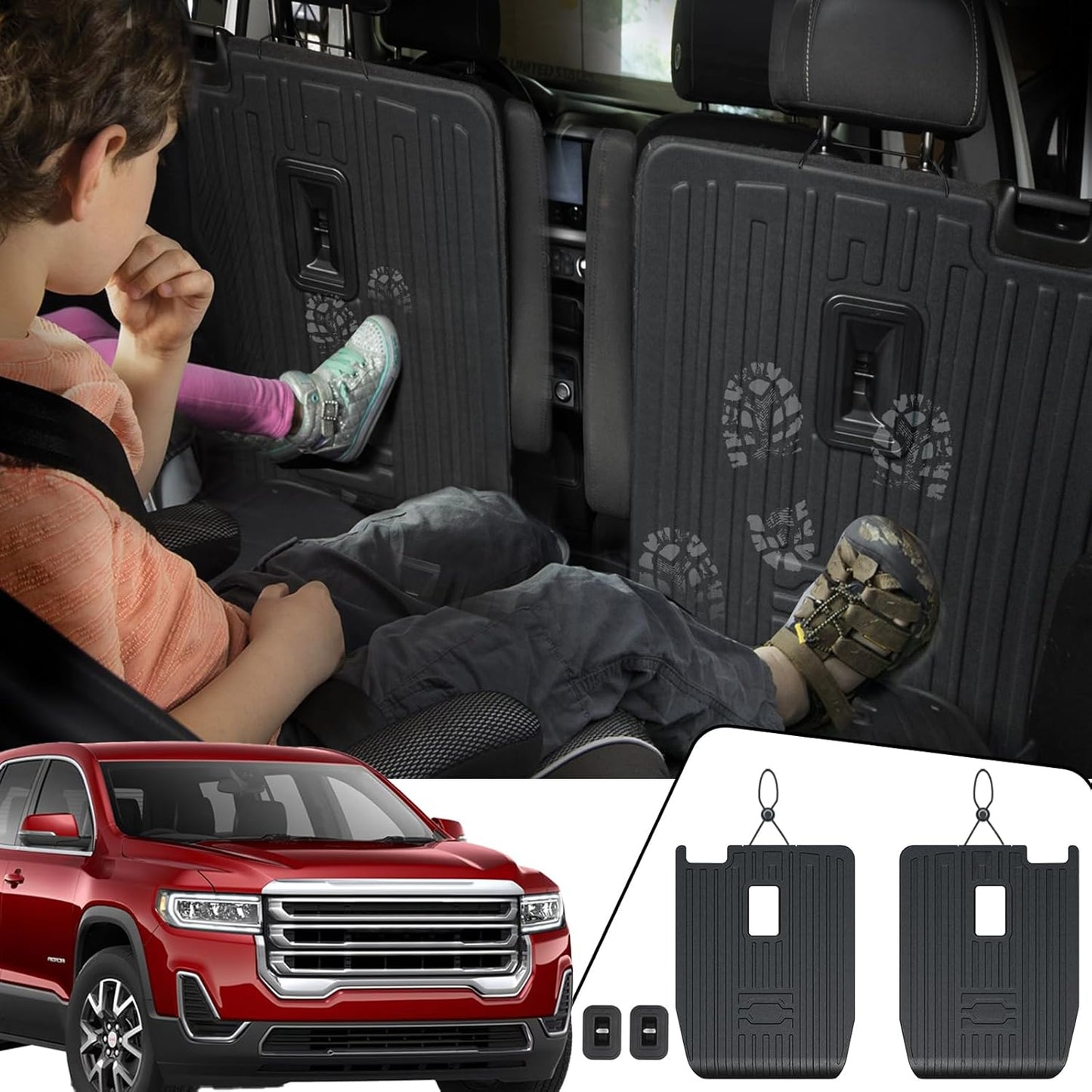 Backrest Mats Kick Mats for 2017-2023 GMC Acadia 6 Seats