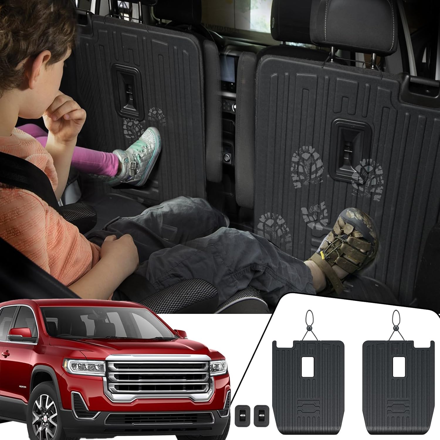 Backrest Mats Kick Mats for 2017-2023 GMC Acadia 6 Seats