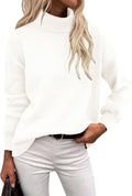 Turtleneck Sweater Women Oversized Side Slit Pullover - Cozy Fit