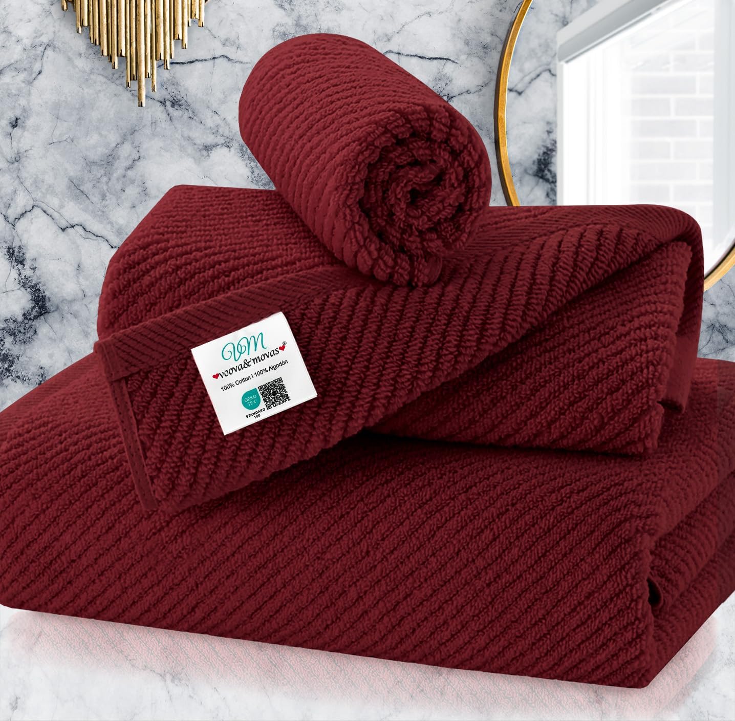 Luxurious 3 Piece Towel Set - 100% Cotton Quick Dry Softness