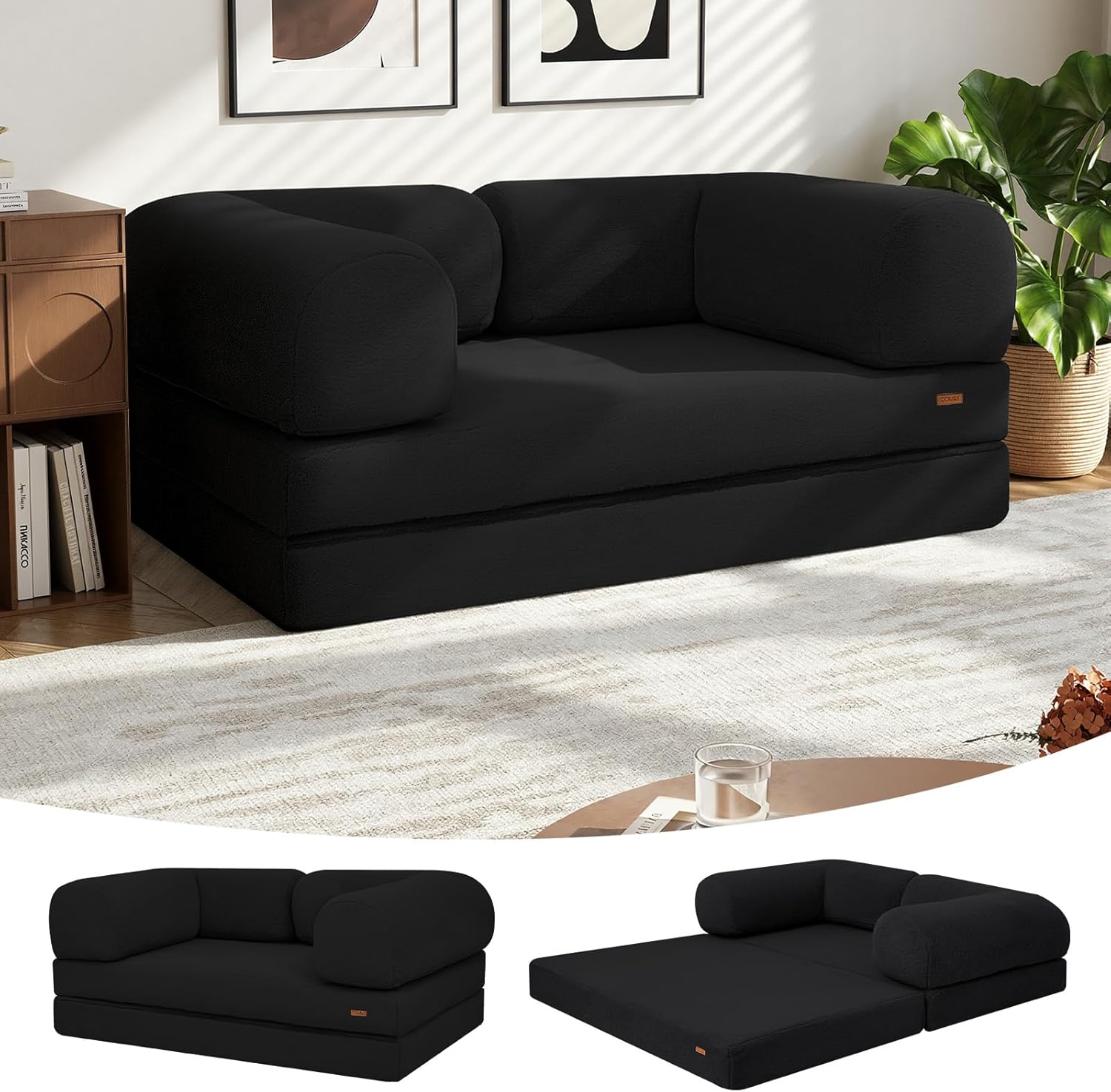 COMAX 4-in-1 Futon Sofa Bed for Versatile Living Room Comfort