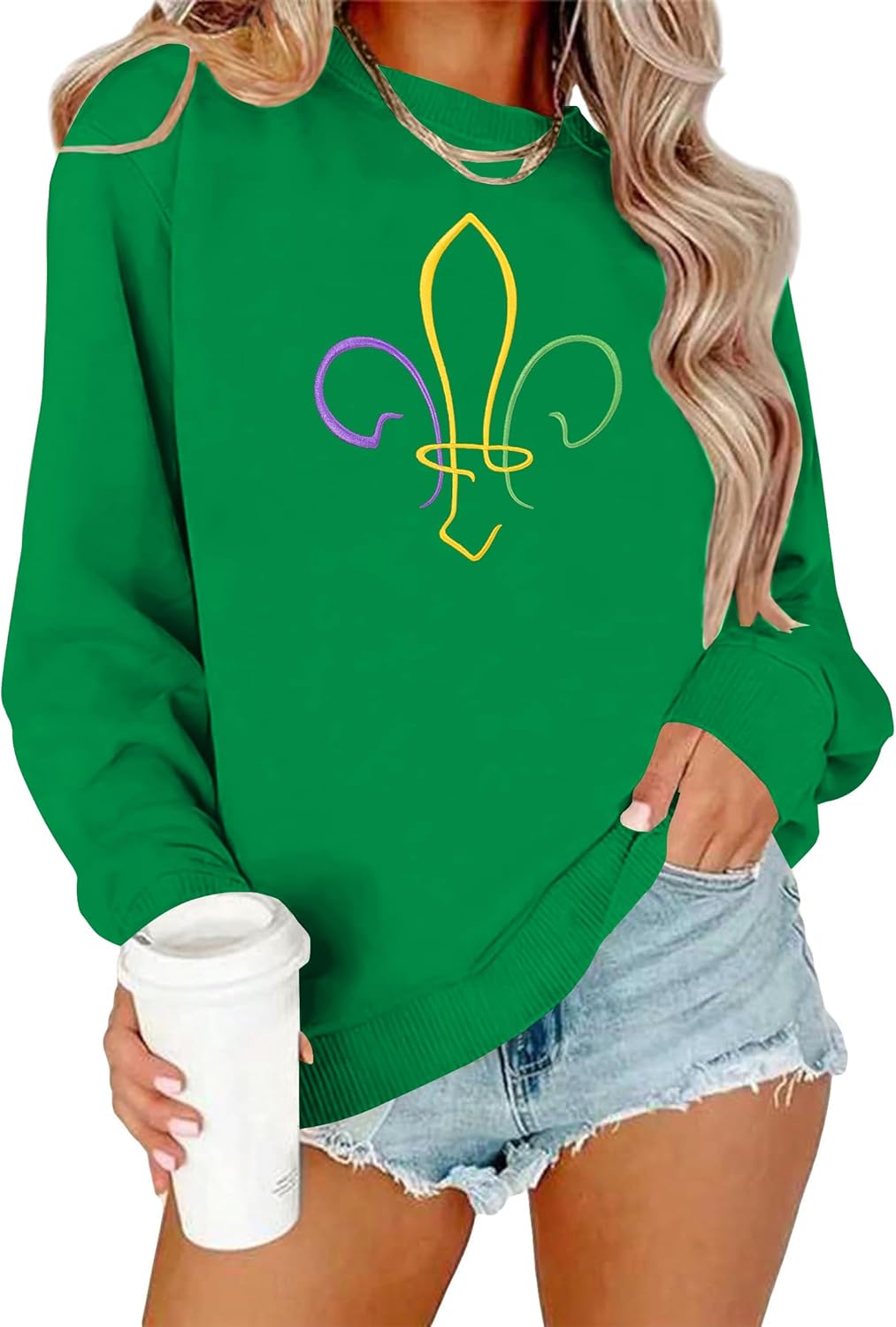 Mardi Gras Embroidery Sweatshirt: Festive Style