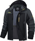 Men's Hooded Windproof Rain Jacket for Hiking - 5 Pockets