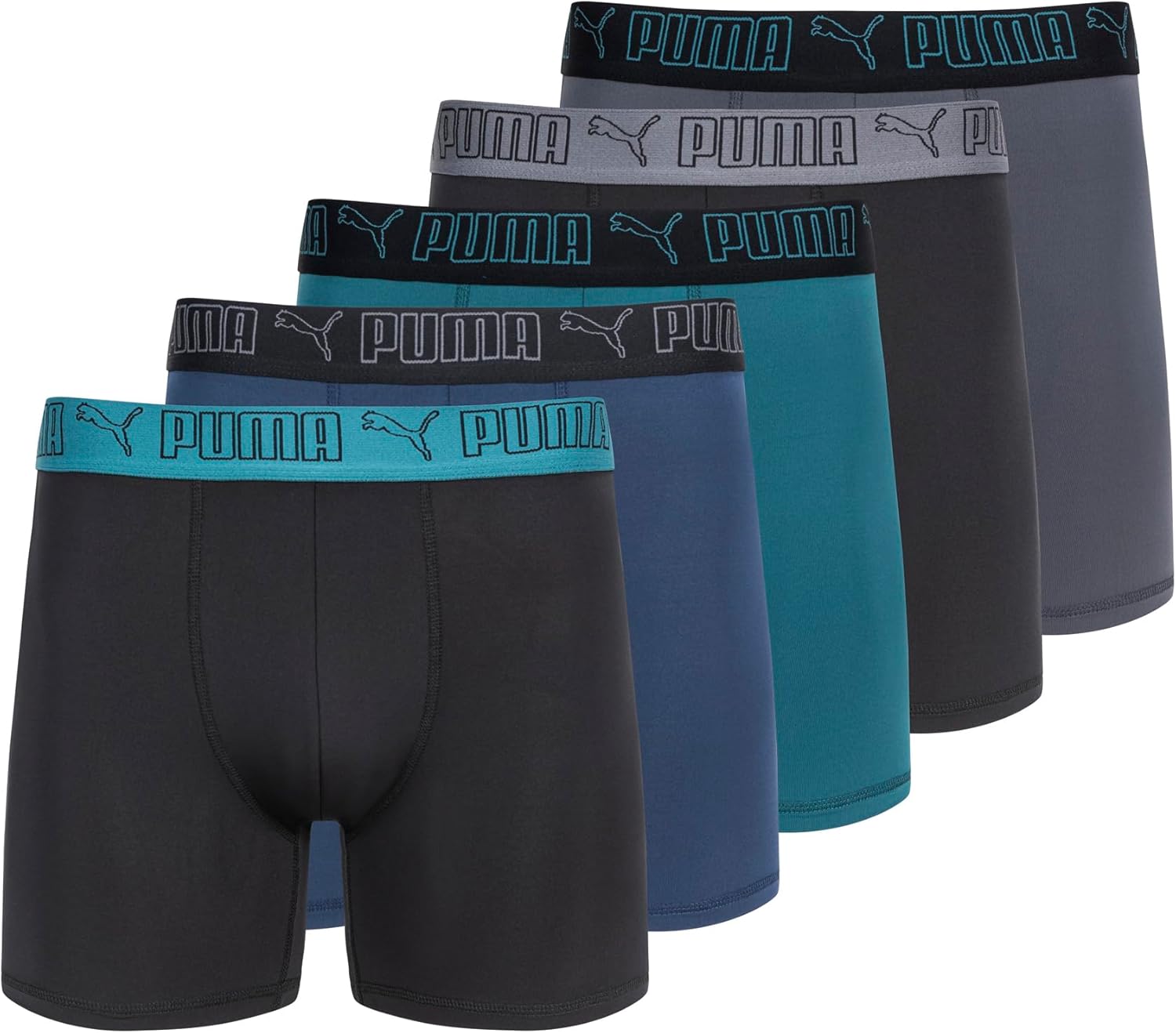 PUMA Men's 5 Pack Performance Boxer Briefs for Active Comfort