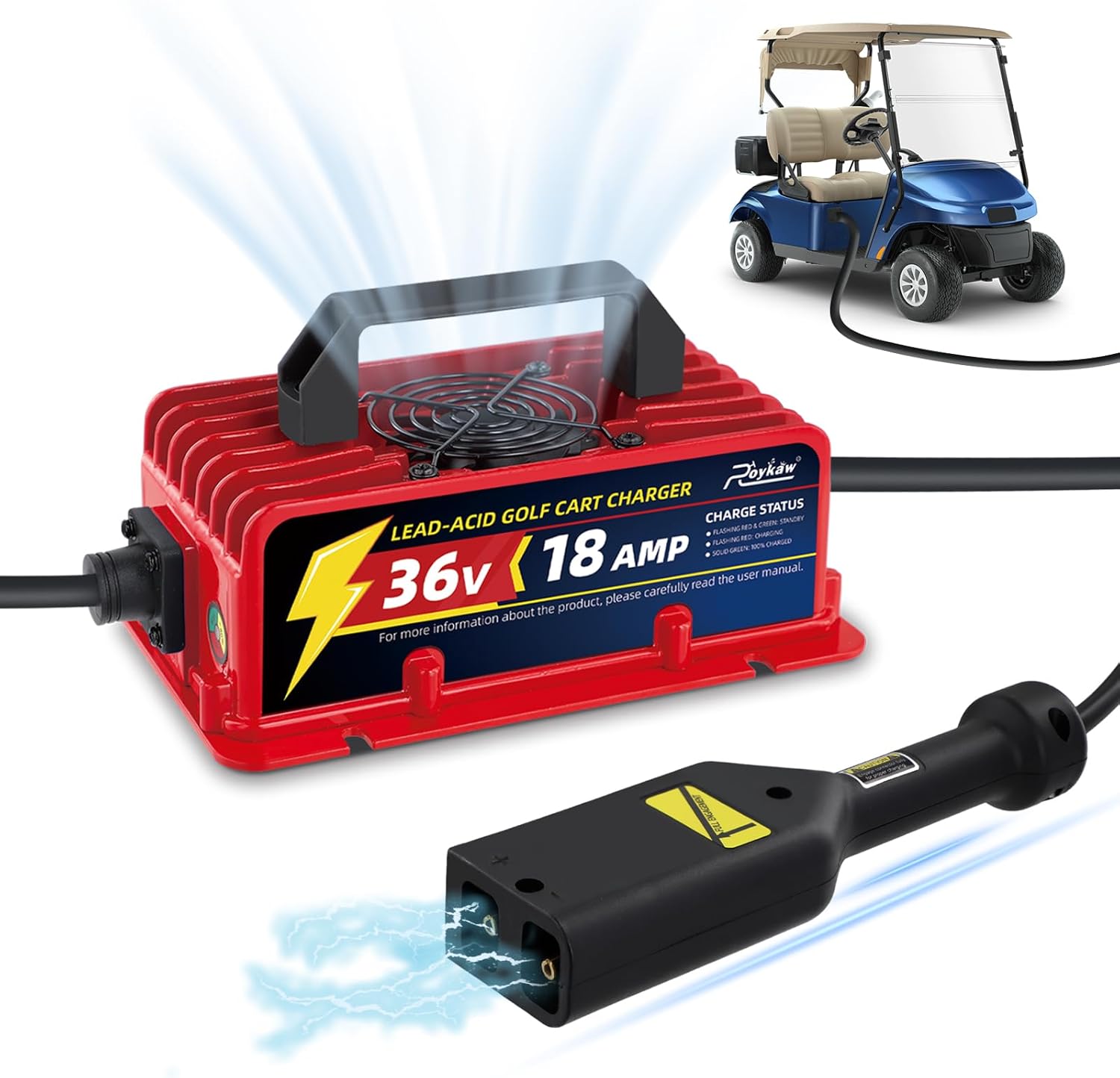 Roykaw 18A 36V Golf Cart Charger - EZGO TXT Compatible