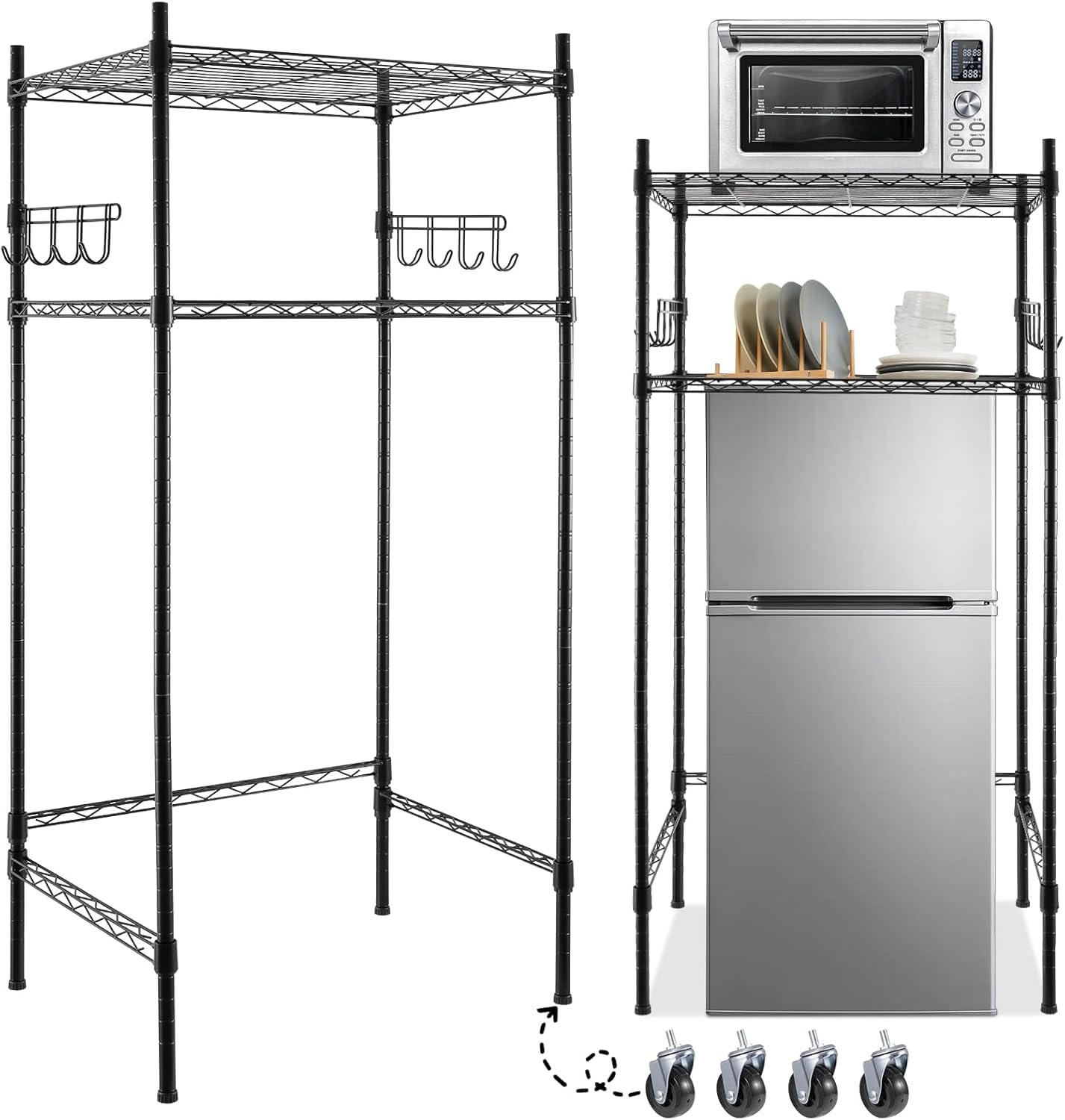 Adjustable Height 2-Tier Fridge Stand & Shelf