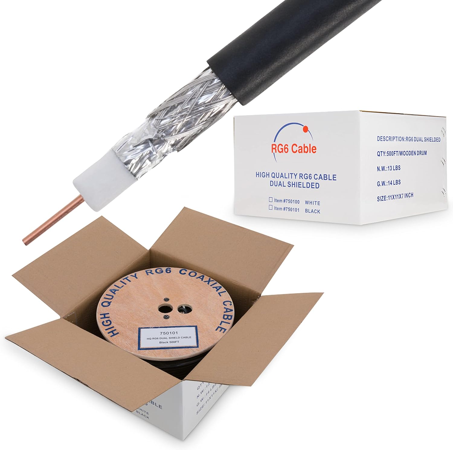 RG6 Coaxial Cable Dual Shield Bulk for Premium Connectivity