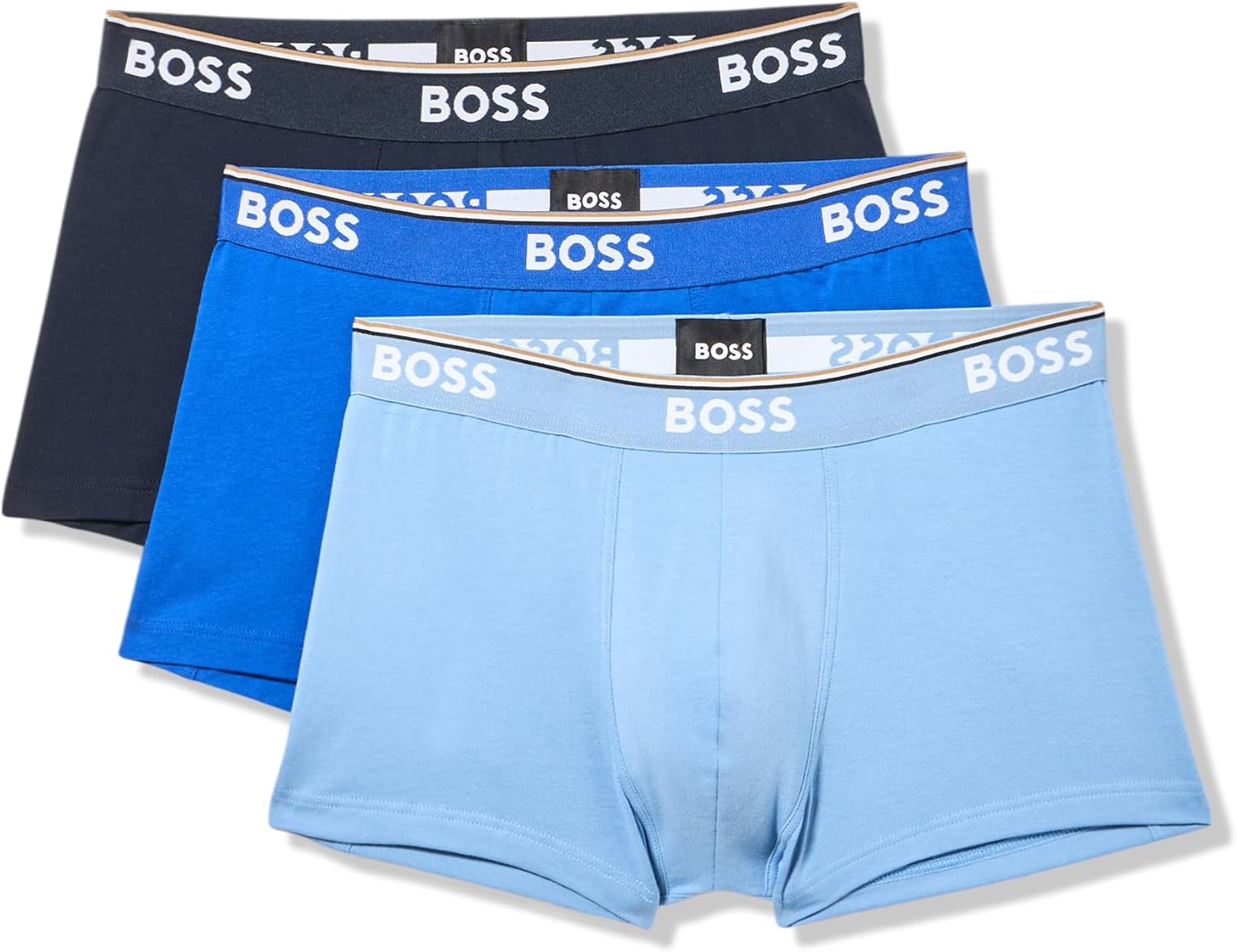 BOSS Men's 3-Pack Multi Color Bold Logo Trunks for Comfort