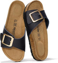 Genuine Leather Sandals Women - Dressy Memory Foam Slides