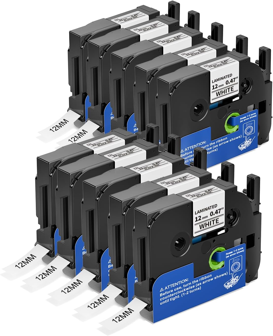 Colorty Ptouch Tape for Brother Label Makers, 10-Pack Refills