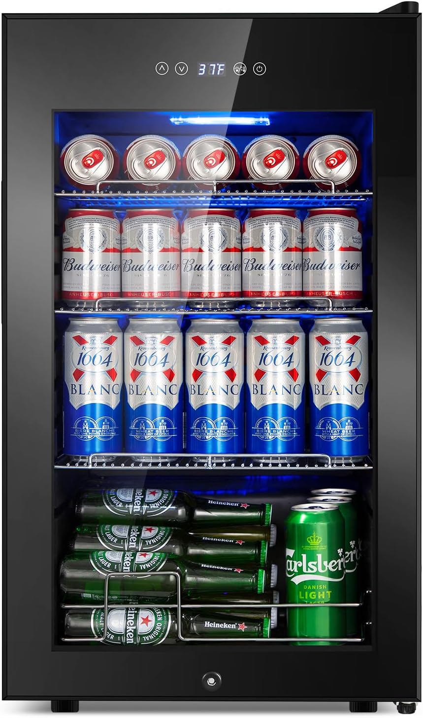 126 Can Beverage Refrigerator with Glass Door for Any Space