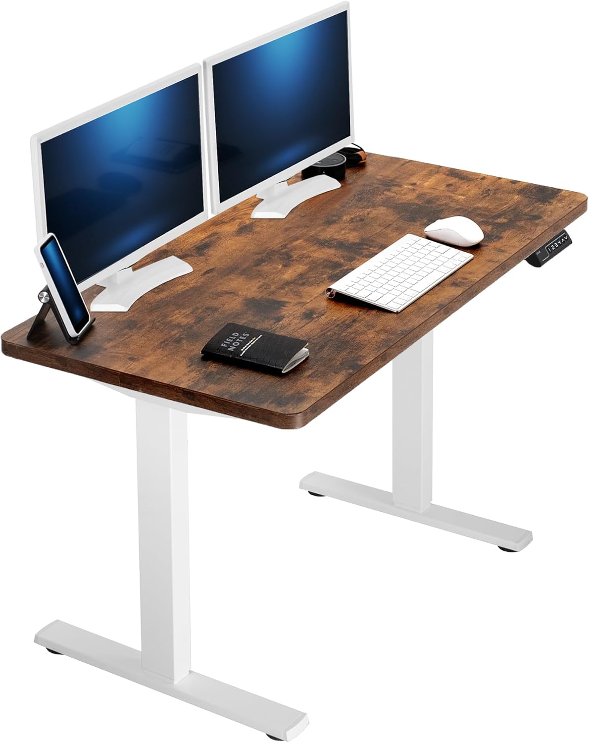 VIVO Electric Rustic Standing Desk with Memory Height Adjustment