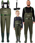 DaddyGoFish Chest Waders with Boot Insoles and Hanger - Family Fit