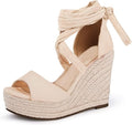 Womens Pink Espadrille Wedge Sandals - Lace Up Ankle Tie Heels
