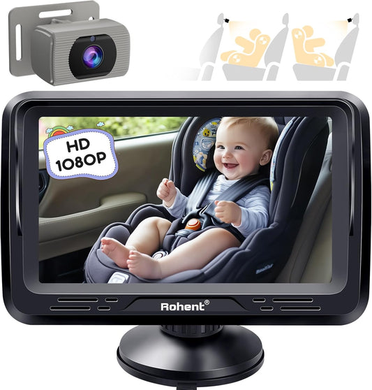Rohent Baby Car Camera - 1080P HD Night Vision, Easy Install, 360 Adjustable