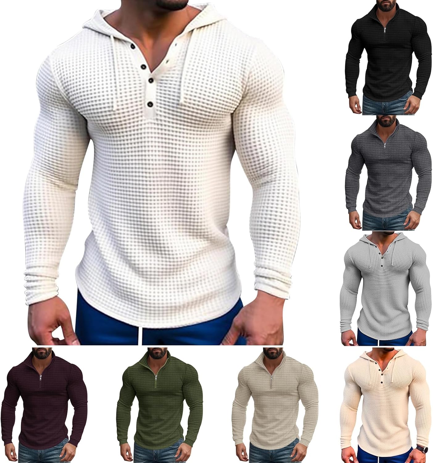 Texture Knit Hoodie for Gym & Muscle Fit