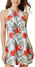 Summer Dress with Built in Bra Halter Mini Sundress - Flowy Comfort on