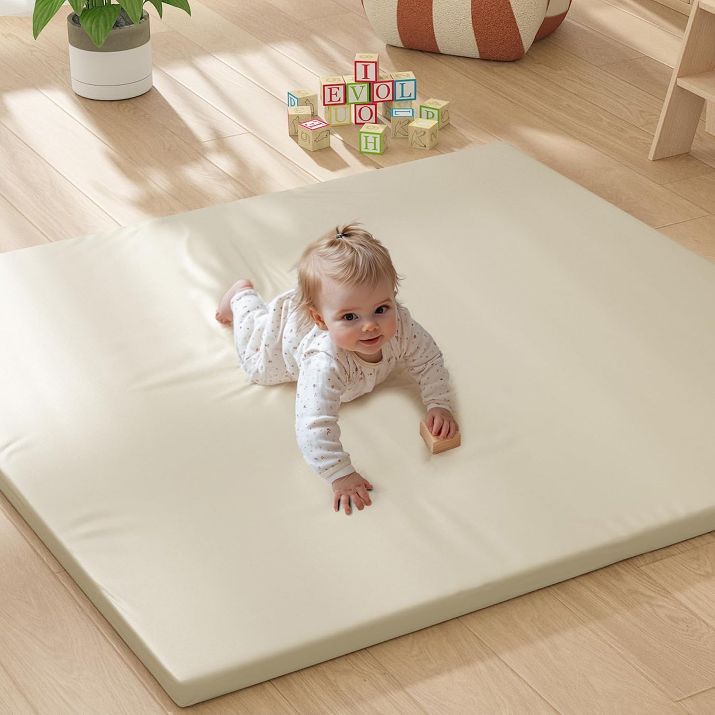 Padded Baby Play Mat with 1.3 Inch Foam for Safe Playtime