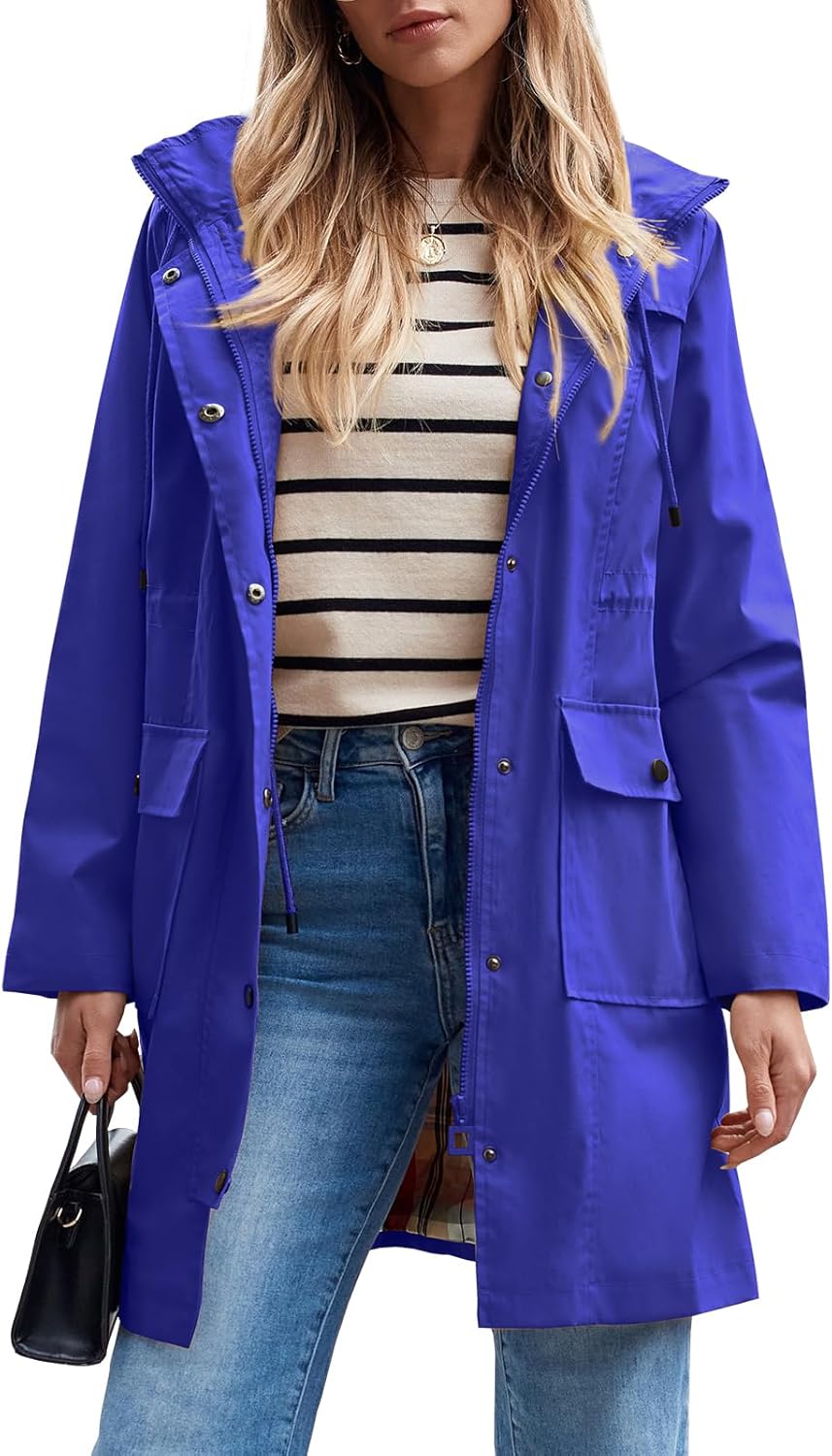 SaphiRose Women's Waterproof Rain Jacket Long Trench Coat Review