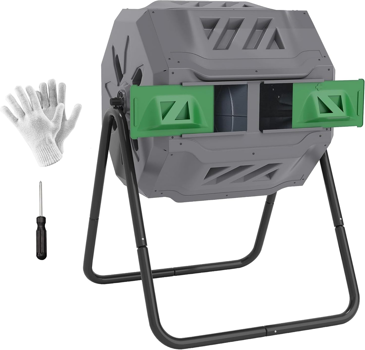 Outsunny 43 Gallon Dual Chamber Rotating Compost Bin for Garden