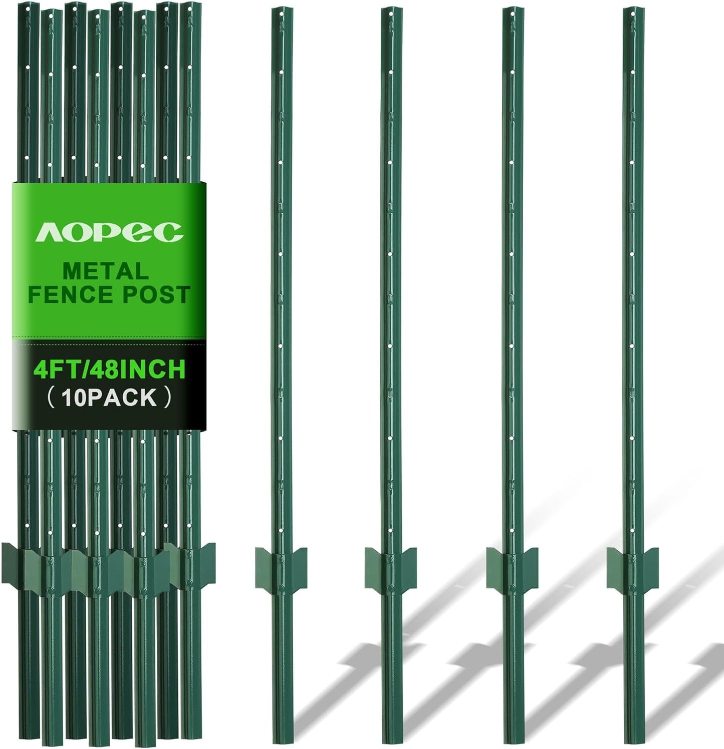 AOPEC 4 Feet Heavy Duty Metal Fence Post Pack of 10