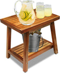 Acacia Wood Side Table for Small Space - Weather Resistant Outdoor