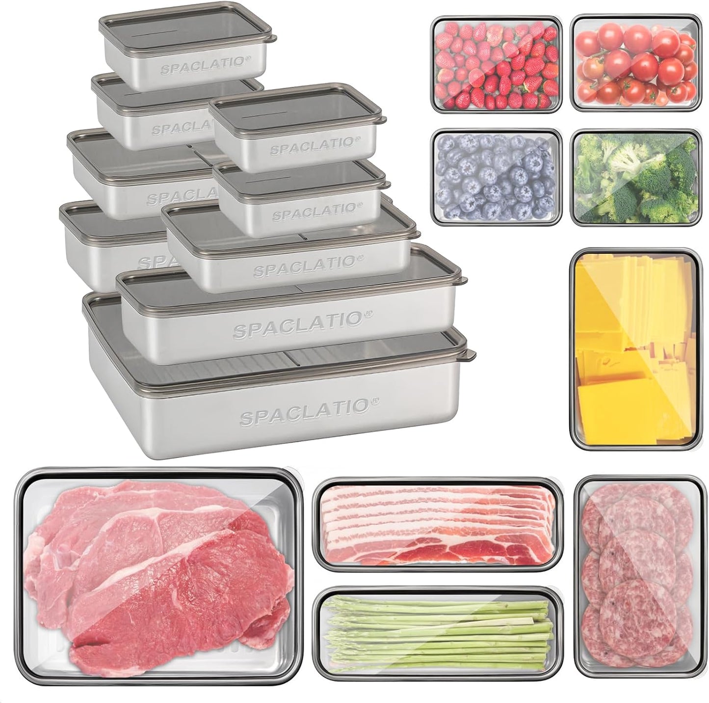 9 Pack Bacon Cheese Container Set for Refrigerator Storage