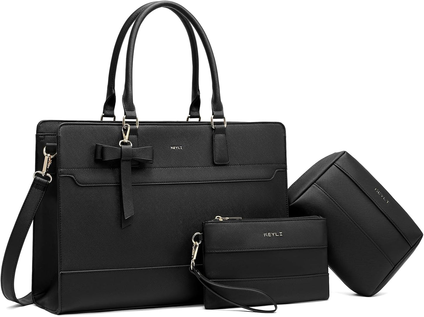 Keyli 3pcs Laptop Bag for Women: Stylish Leather Tote Set