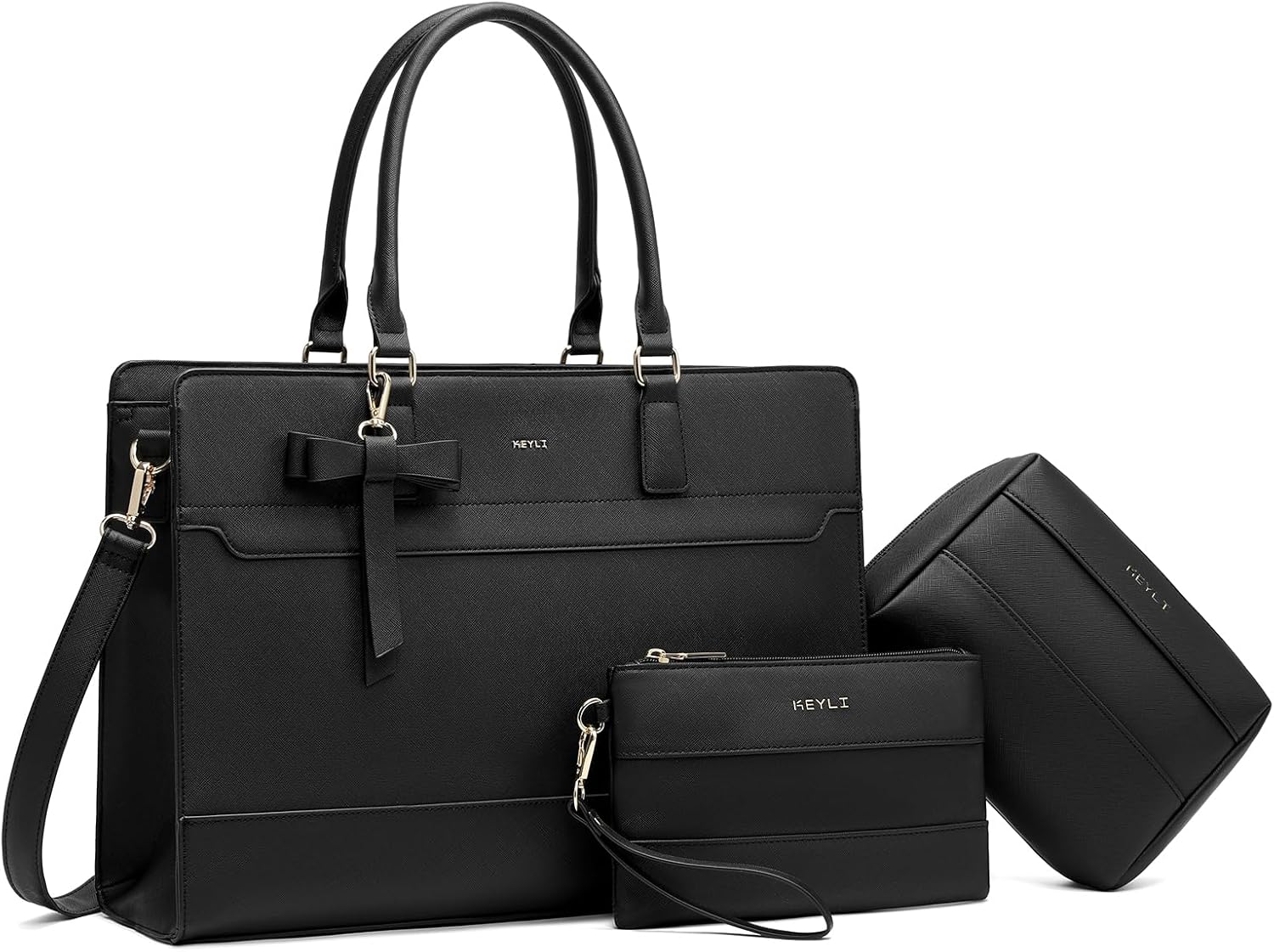 Keyli 3pcs Laptop Bag for Women: Stylish Leather Tote Set