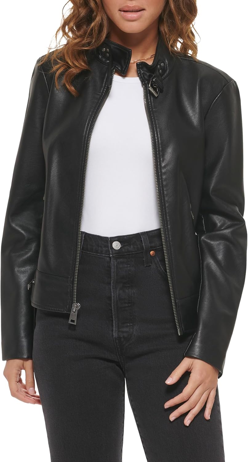 Levi's Womens Faux Leather Motocross Racer Jacket for Style