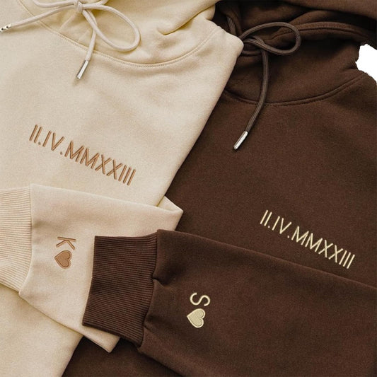 Custom Roman Numeral Date Hoodies, Personalized Handmade Gift