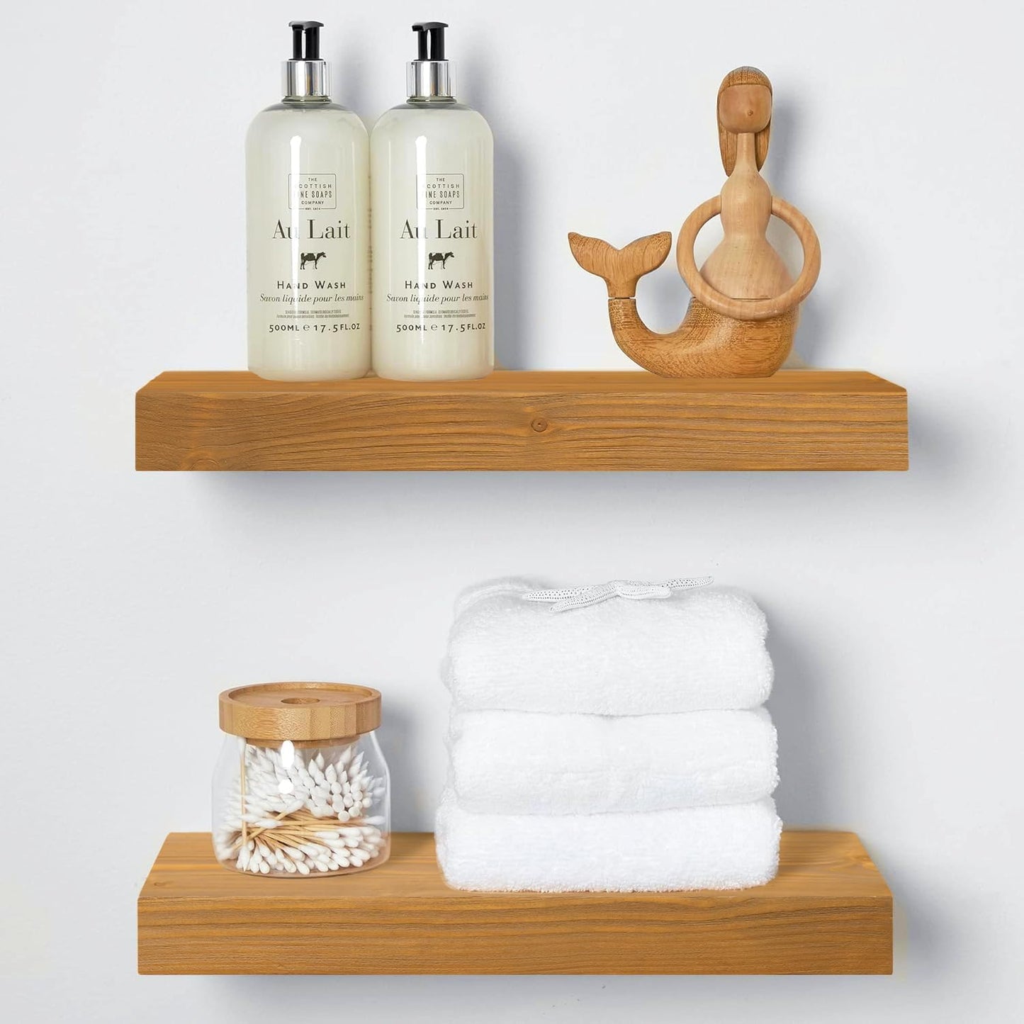 16in Golden Oak Floating Shelves for Elegant Home Decor
