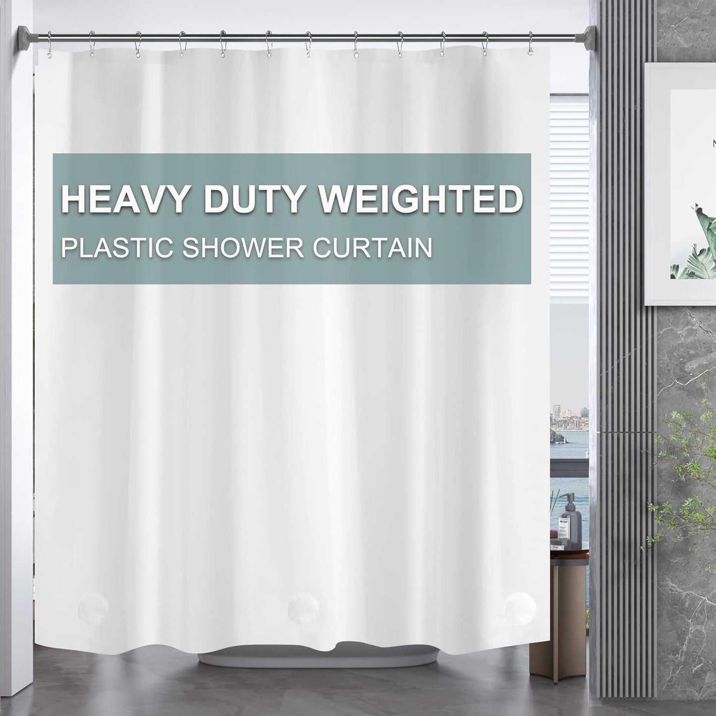 AmazerBath Heavy Duty PEVA Shower Curtain ~ Waterproof & Stylish!