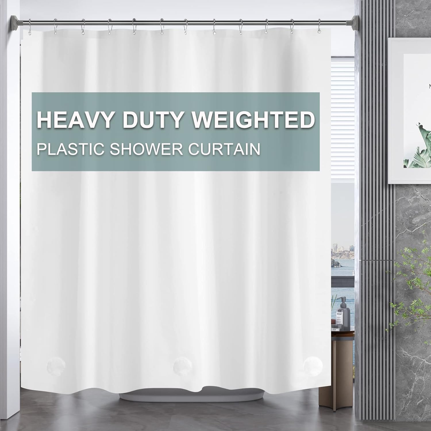 AmazerBath Heavy Duty PEVA Shower Curtain ~ Waterproof & Stylish!