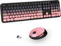 Wireless Keyboard and Mouse Combo Black Pink - Cute Retro Typewriter