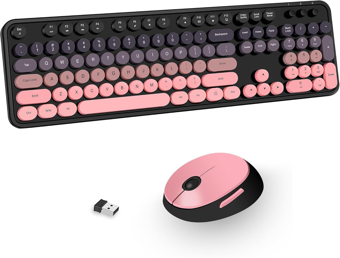 Kootop Wireless Keyboard and Mouse Combo for Retro Style Lovers