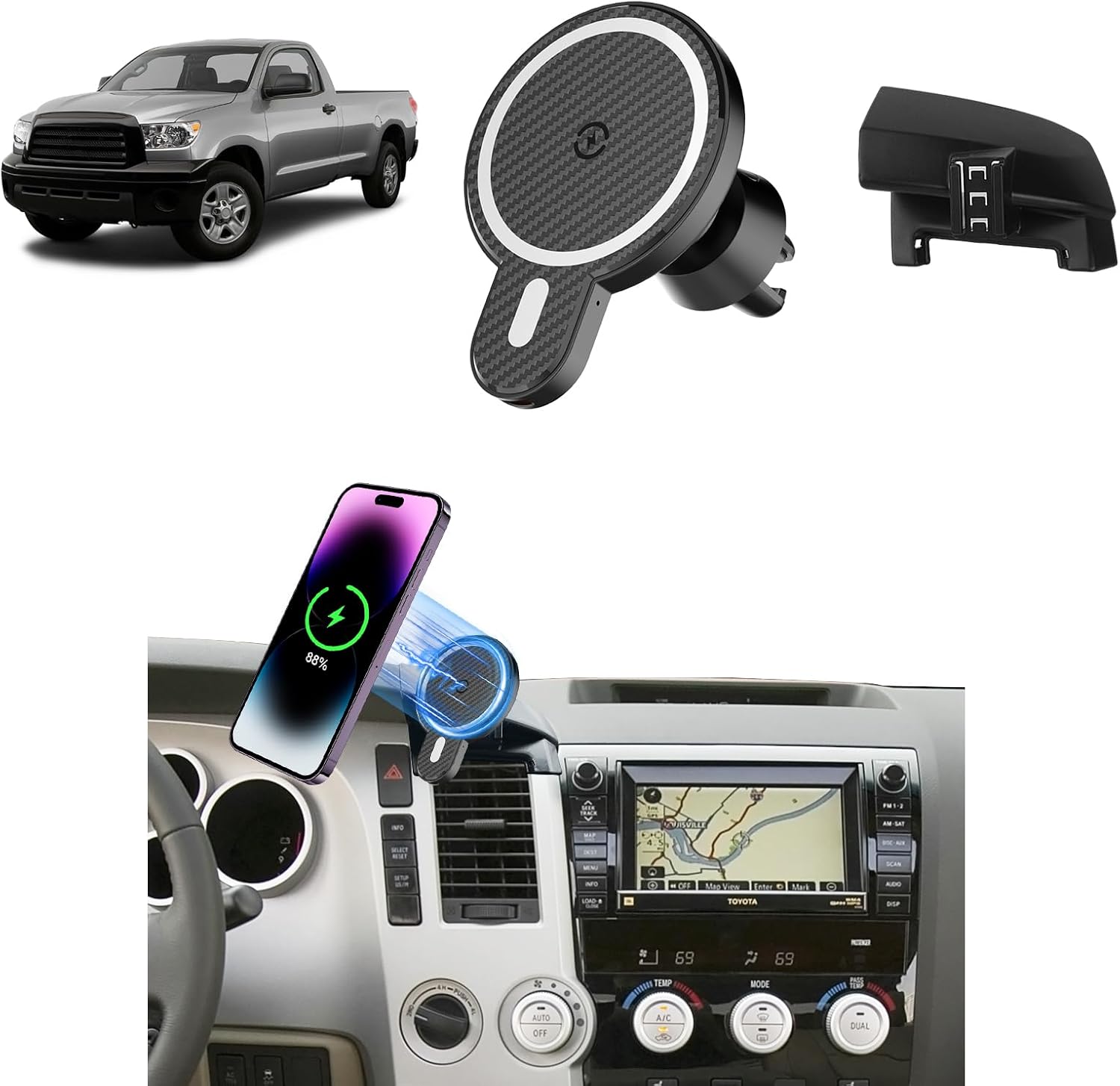 Car Phone Mount for Toyota Tundra and Sequoia with Charger