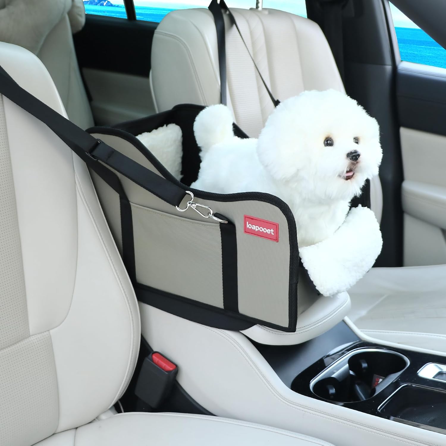 Center Console Dog Car Seat for Small Pets - Safe and Spacious
