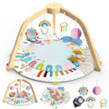 Omzer Wooden Baby Play Gym and Activity Mat - 5 Developmental Zones