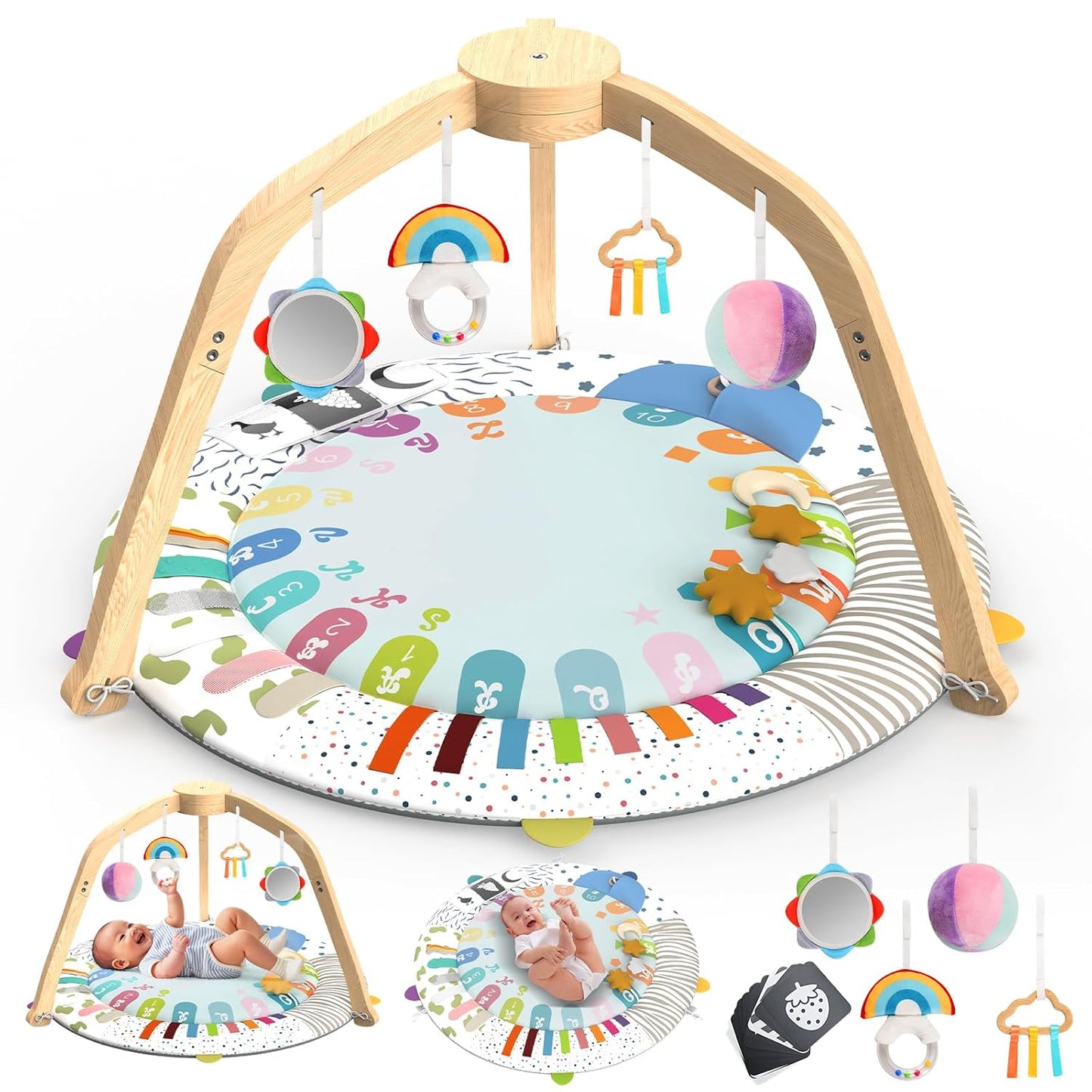 Omzer Wooden Baby Play Gym: Essential Activity Mat for Infants