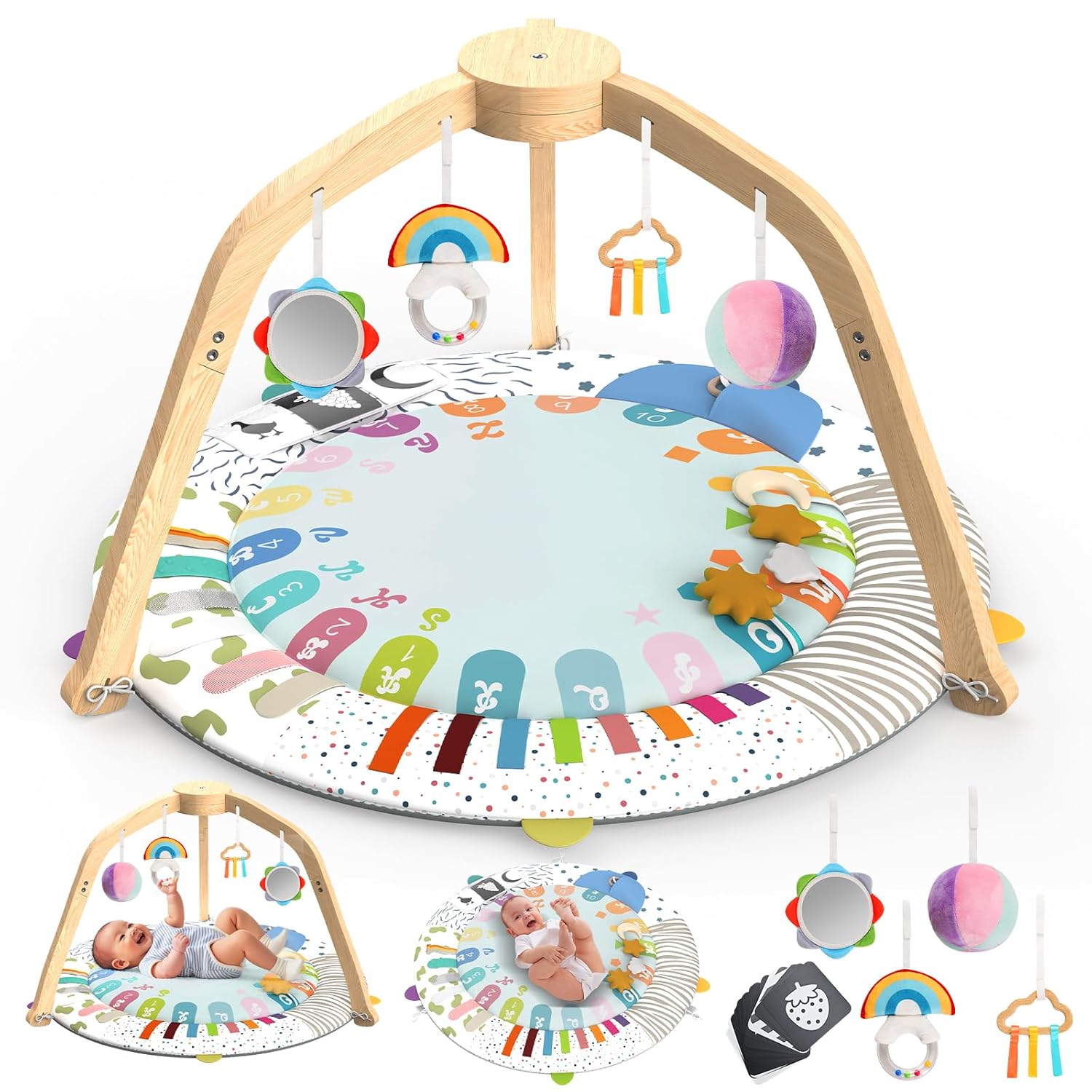 Omzer Wooden Baby Play Gym: Essential Activity Mat for Infants