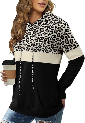 Angerella Hoodies for Women Camo Leopard Print Pullover Sweatshirt