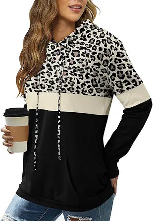 Angerella Hoodies for Women Camo Leopard Print Pullover Sweatshirt