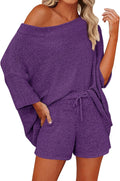 Mafulus Womens Off Shoulder 2 Piece Knit Sweater Set - Cozy Lounge