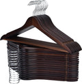 Wooden Hangers 30 Pack - Slim Walnut Coat Hangers for Closet